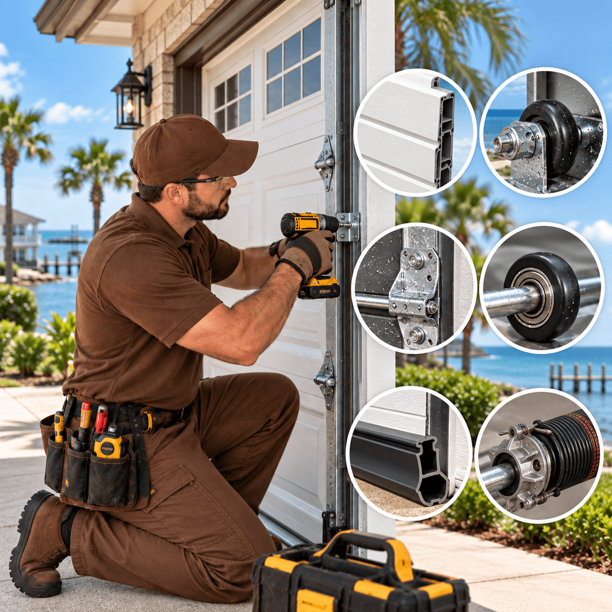 Coastal rust protection for garage door hardware and components