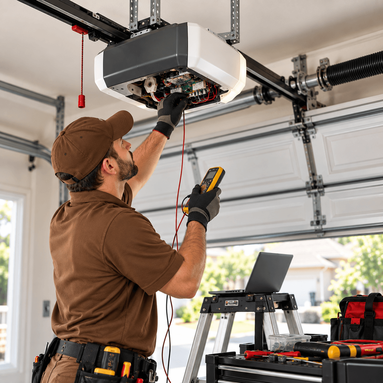 Texas City Garage Door technician performing a complete garage door opener performance inspection